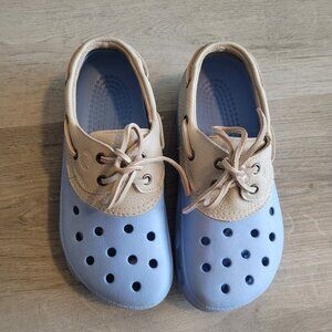 Crocs Blue Leather Islander Pitcrew Sport Boat Shoes Mens US Size 7 Womens 9